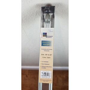 Interior Accents Satin Gray Cone Curtain Rod ‎ 28-48" Decorative Drapery Single
